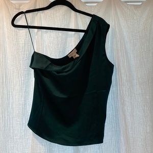 Rachel Zoe one shoulder tank top. Size med. Teal. Beautiful satiny top.